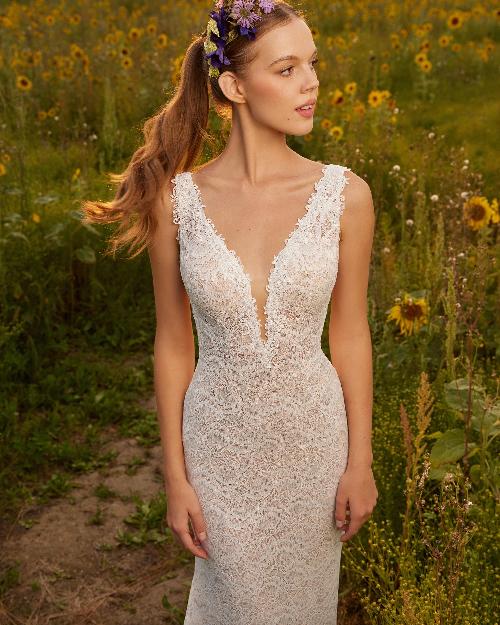 Lp2203 backless boho wedding dress with lace and tank straps1
